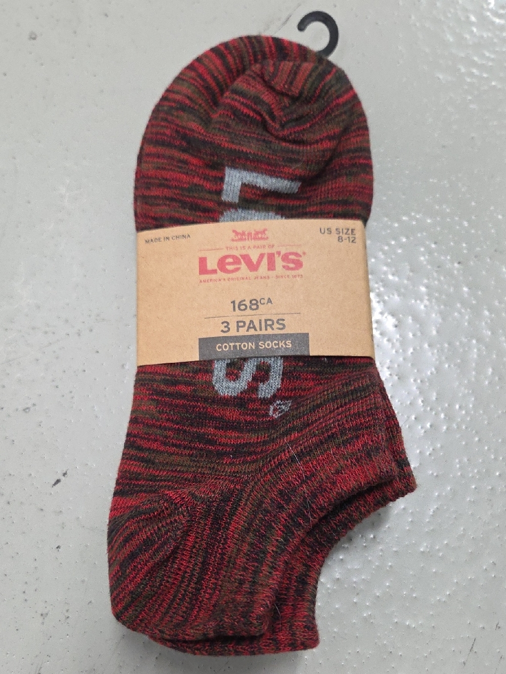 Levi's Red and Black Marled Low-Cut Athletic Socks - 3 Pack